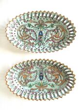 Antique, 1897,  Set of 2, United Wilson, Reticulated, Chinoiserie, Oval Dishes picture