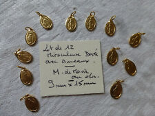 Lot of 12 Miraculous M. de MARIE Gold Metal Medals with 9x15mm Rings picture