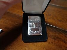 STERLING SILVER FANDANGO WITH INITIAL PANEL ZIPPO LIGHTER MINT IN BOX  picture
