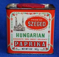 Vintage SZEGED Hungarian Paprika Tin, 5 Oz., Original Purchase Label, Empty picture