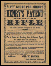 Henry Repeating Rifle Advertisement Poster Reprint On 100 Year Old Paper *P006 picture