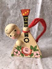 Vintage Soviet Wood Musician Boy with Balalaika Hand Painted  ........ picture