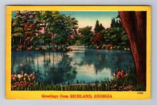 Richland GA-Georgia, Scenic Greetings, Lake, Antique, Vintage c1951 Postcard picture