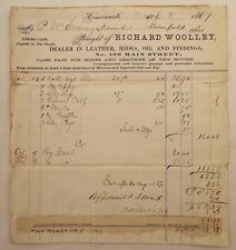 Antique Paid Invoice, Richard Woolley Leather Goods, Cincinnati, OH 1867 picture