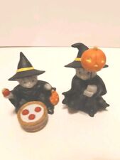 Cat Figurines Schmid Kitty Cucumber 1987 Pair Of Halloween Witch Figurines  picture