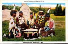 Linen PC Indian Tom-Tom Drummers in Minocqua, Wisconsin~138911 picture