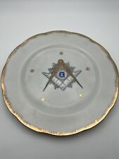 Vintage Masonic Freemason Decorative 8” Left on Hand Painted Plate Five stars picture