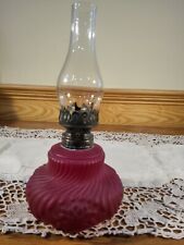 Atq Chrysanthemum Embossed Red Satin Glass Miniature Oil Lamp Smith 1 Fig 213 picture