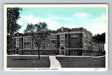 Junction City KS-Kansas, Junior Senior High School, Antique Vintage Postcard picture