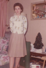 3F Photograph Beautiful Brunette Woman Dress Fashion 1963 Christmas Lovely Lady  picture