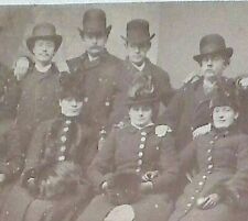 C.1880s Cabinet Card. Large Group Beautiful Women. Men. Fur Hand Muffs. Top Hats picture