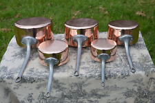Vintage French Copper Saucepan Set of 5| With Iron Handles, Copper Cooking Set picture