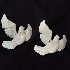 Set of 2 Vintage White Dove Christmas Ornaments picture