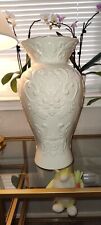 LENOX Georgian Collection Ivory X-Large Vase 16”H Embossed Gold Ring  picture