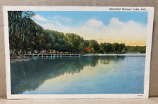 Beautiful Winona Lake Indiana Linen Postcard No 2446 picture