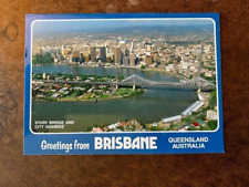 Postcard: Greetings from Brisbane, Story Bridge and City Highrise, photochrome picture