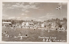 Phantom Lake Flin Flon MB Manitoba People Swimming Unused RPPC Postcard E70 picture