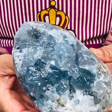 2.6 LB Natural Blue Celestite Crystal Geode Cave Mineral Specimen - Madagascar picture