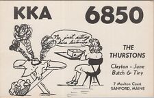 CB radio QSL postcard comic Clayton June Butch Tiny Thurston 1960s Sanford Maine picture