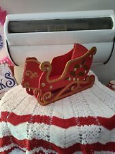 Santa Holly Folding Wooden Sleigh Christmas Japan MCM Vintage Mantle Display  picture