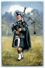 A Highland Piper Postcard Scottish Life Oiette Tuck c1910's Unposted Antique picture