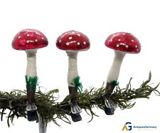 3 Spun Cotton Mushrooms on clip - ca. 1930/1940 / 3 Fly agarics  (# 16064) picture