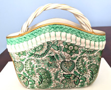 Vintage Mottahedeh Ceramic Handbag Purse in Green Chintz Paisley Design picture