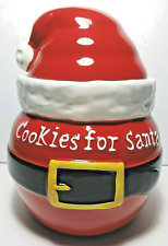 Cookies For Santa Real Home Earthenware Christmas Cookie Jar Santa Hat for Lid picture