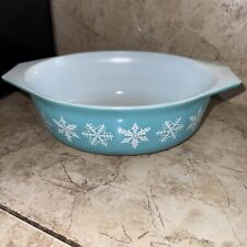 vintage pyrex snowflake casserole dish turquoise picture