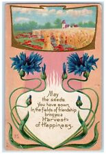 c1910's Harvest Wheat Art Nouveau Embossed Nash Kalona IA Antique Postcard picture
