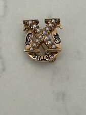 VINTAGE SORORITY PIN SEED PEARLS 10K YELLOW GOLD 2.36 GRAMS picture