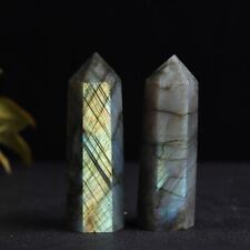 1pc 9-10cm Natural Labradorite Quartz Crystal Point Wand Obelisk Reiki Healing  picture