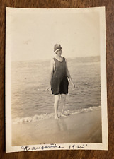 Vintage 1925 St. Augustine Beach Florida FL Woman Lady Swimsuit Fashion Photo picture
