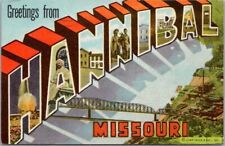 HANNIBAL, Missouri Large Letter Postcard Aerial Town View / Curteich Linen -1955 picture