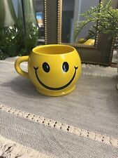 Vintage LUV Imports large Yellow Smiley Face mug Coffee Cup Preowned picture
