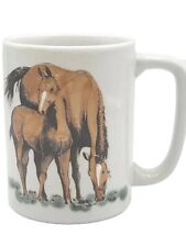 Otagiri Horse Mare With Foal White Ceramic Coffee Mug Darren J Cook 8oz Cup picture