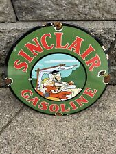 Vintage Sinclair Gasoline Sign Flintstones Dino Gas Oil Pump Porcelain Sign picture