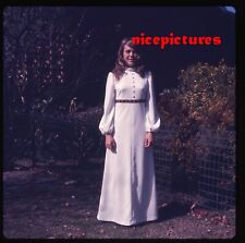 Beautiful Young Woman Gorgeous White Dress 1960s Rollei 127 medium format slide picture