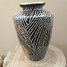 Vintage porcelain zebra designed vase, Black, White and Golden picture