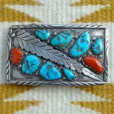 Vintage Native American Marvelyne C. Cheama Zuni Belt Buckle Sterling Turquoise picture
