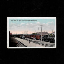 Vintage Ashland WI Postcard Northern Pacific Omaha Railroad Train Union Depot picture