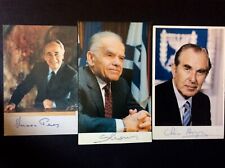 chaim HERZOG signed PHOTOS AUTHENTIC ISRAELI LEADERS SHIMON PERES COA picture
