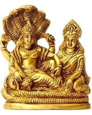 Lakshmi Vishnu Ji Idol Brass Metal Shri Laxmi Narayan Statue Home Temple 10 CM picture