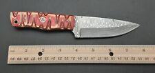 New, 8” Red Handmade Forged Damascus Fixed Blade Hunting Knife w/Leather Sheath picture