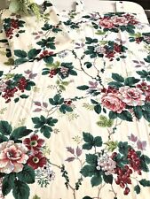 Vintage Waverly Pleasant Valley Tab Top Drapery Panel Pair Roses&Berries 96”x81” picture