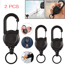 2PCS Heavy Duty Retractable Carabiner Key Chain Badge Holder Steel Cord Keychain picture