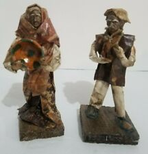 Handcrafted Old Man Woman Figures Paper Mache Collectibles Villagers 4.75