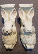 Set of Two Vintage Bunny The Stone Bunny1995 Wall Bracket Signed By Telle Stein  picture