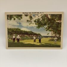 Vintage Linen Postcard Greetings From Averill Park, New York, Golfing picture