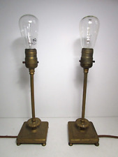 Pair 2 Vtg Matching Ornate Cast Metal Table Lamps Light Fixtures Working picture